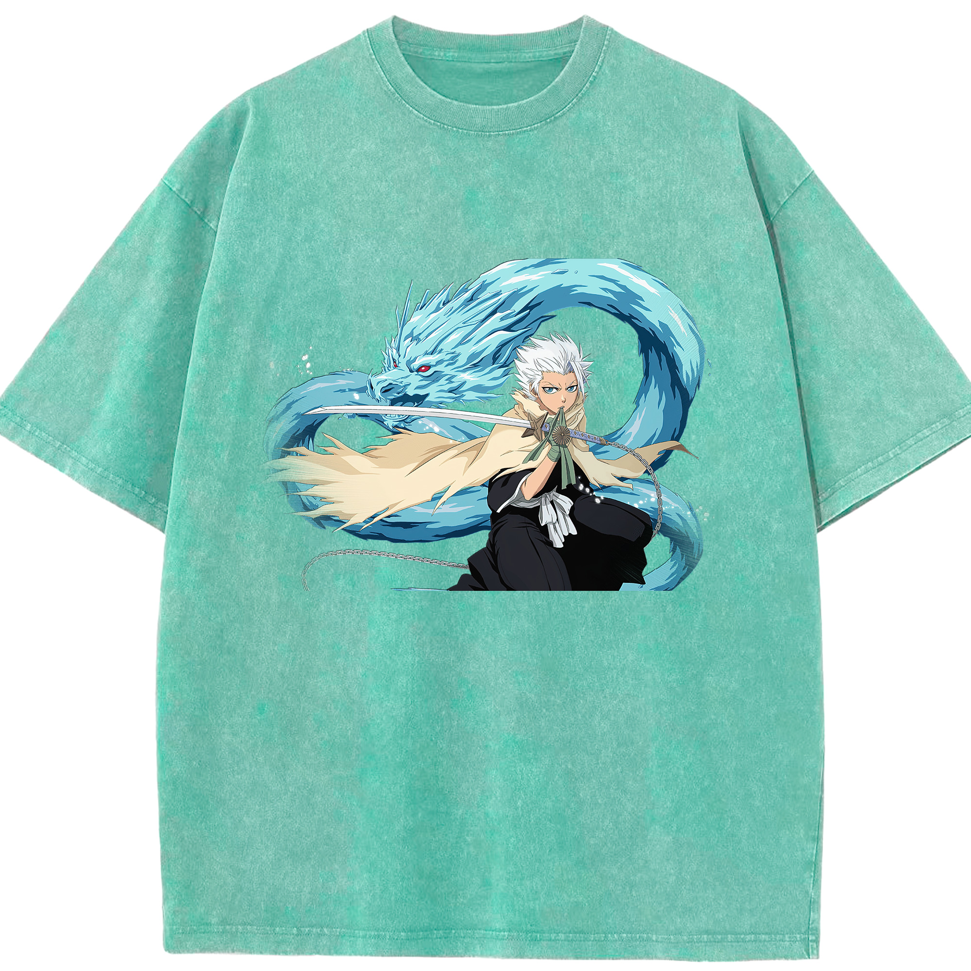 （画像用） ブリーチ 日番谷冬獅郎（ひつがや とうしろう） BLEACH Hitsugaya Toushirou 綿100% ヴィンテージ風 半袖Tシャツ（フロントプリント）